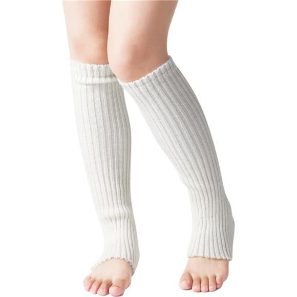 2 Leg Warmers for Women - Leg Warmers 80s Ribbed Knitted Long Socks - Picture 4 of 7